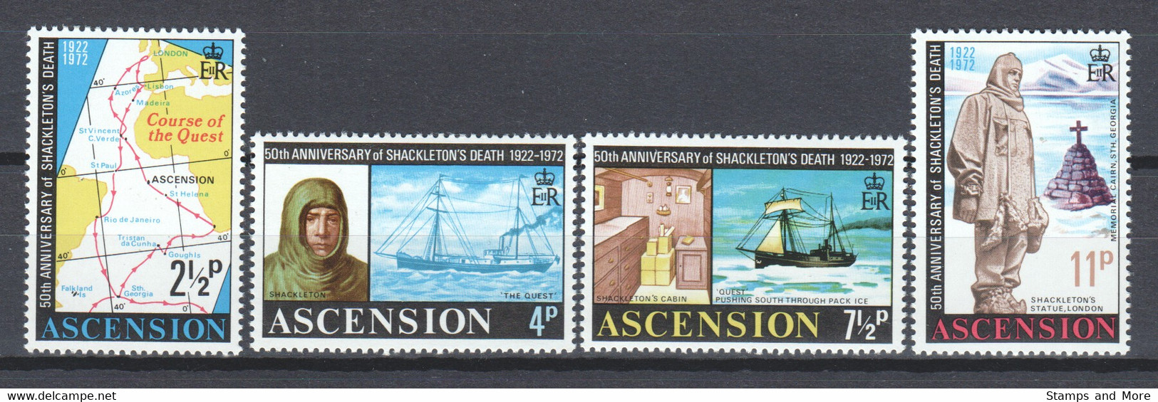 Ascension 1972 Mi 160-163 MNH SHIPS - POLAR EXPLORATION - Explorateurs & Célébrités Polaires