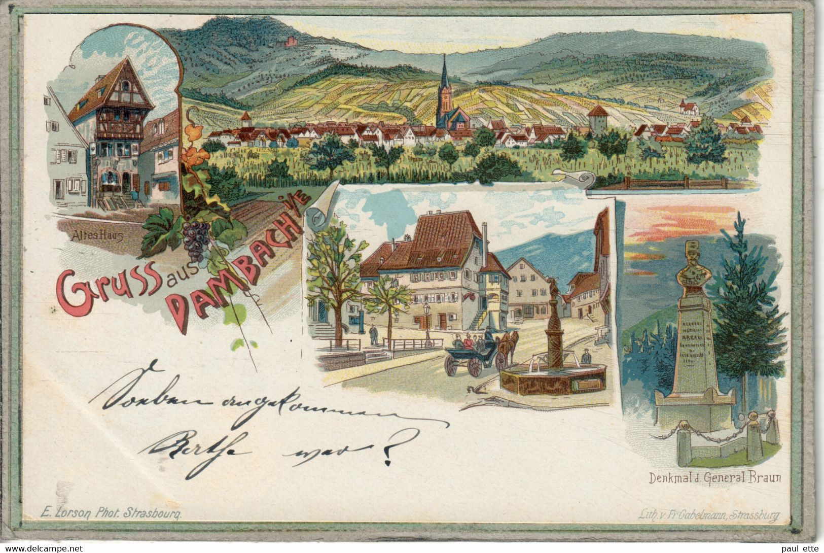 CPA - (67) DAMBACH-la-VILLE - Carte GRUSS Lithographique Multivues De 1899 - Dambach-la-ville