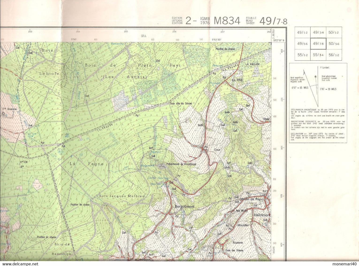 BELGIQUE - CARTE TOPOGRAPHIQUE - HARZÉ - LA GLEIZE (STOUMONT - WERBOMONT - LORCÉ - CHEVRON) 49/7-8 - I.N.G MILITAIRE - Cartes Topographiques