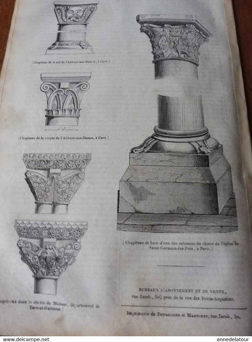 1839 Fête du feu en Inde; Eternuement = Esprit ?; Architecture (Abbaye à Caen,Eglise à Bayeux; St-Germain des Prés; etc