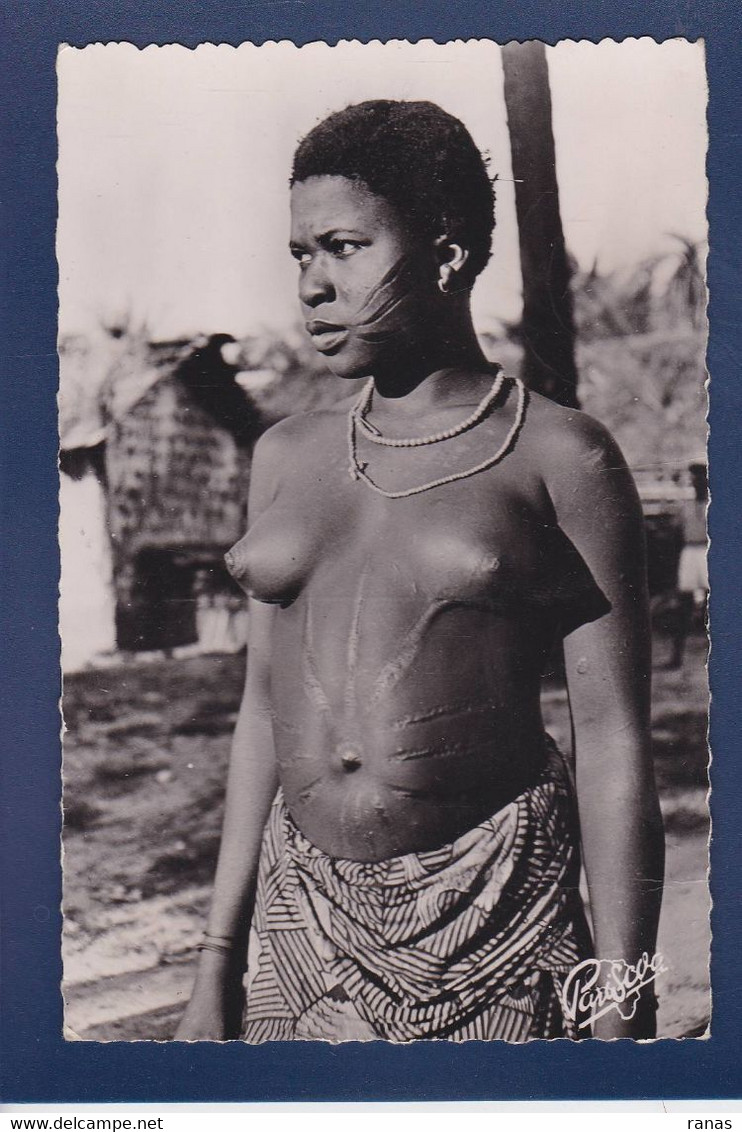 CPSM Tatouage Scarification Circulé Afrique Noire Nude Nu Féminin - Non Classés