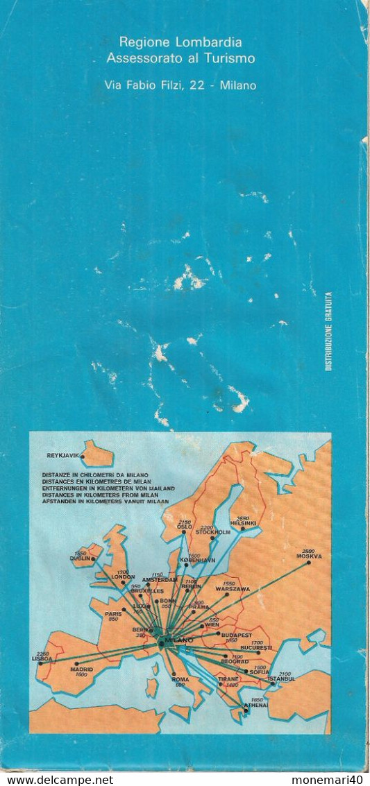 ITALIE - LOMBARDIE - CARTE TOURISTIQUE DES LACS - ISTITUTO GEOGRAFICO DE AGOSTINI - NOVARA. - Cartes Topographiques