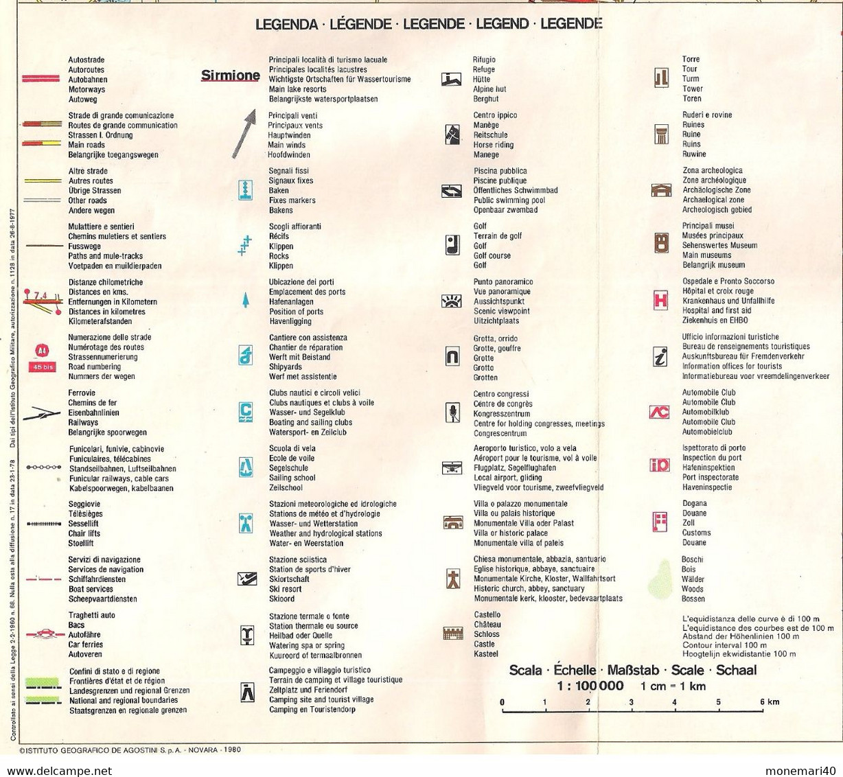 ITALIE - LOMBARDIE - CARTE TOURISTIQUE DES LACS - ISTITUTO GEOGRAFICO DE AGOSTINI - NOVARA. - Cartes Topographiques