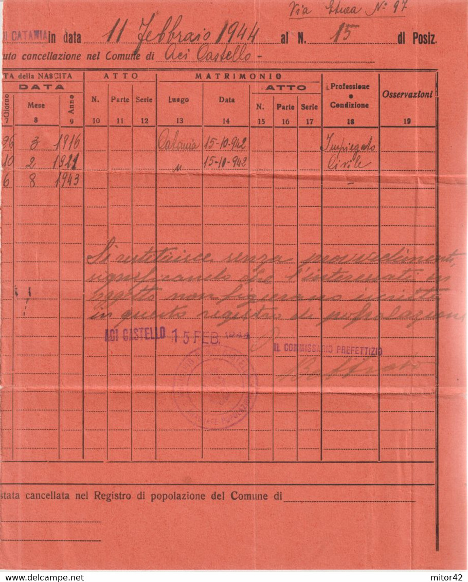 180-AMGOT-Occupazione Alleata Sicilia-30c.su Modulo Del Comune Di Aci Castello-Catania X Gravina - Anglo-Amerik. Bez.: Sicilë