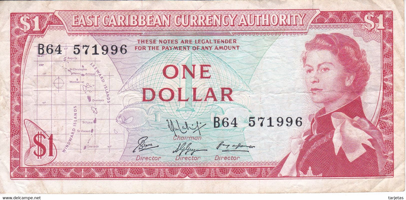 BILLETE DE EAST CARIBBEAN DE 1 DOLLAR DEL AÑO 1965   (BANKNOTE) - Caraïbes Orientales