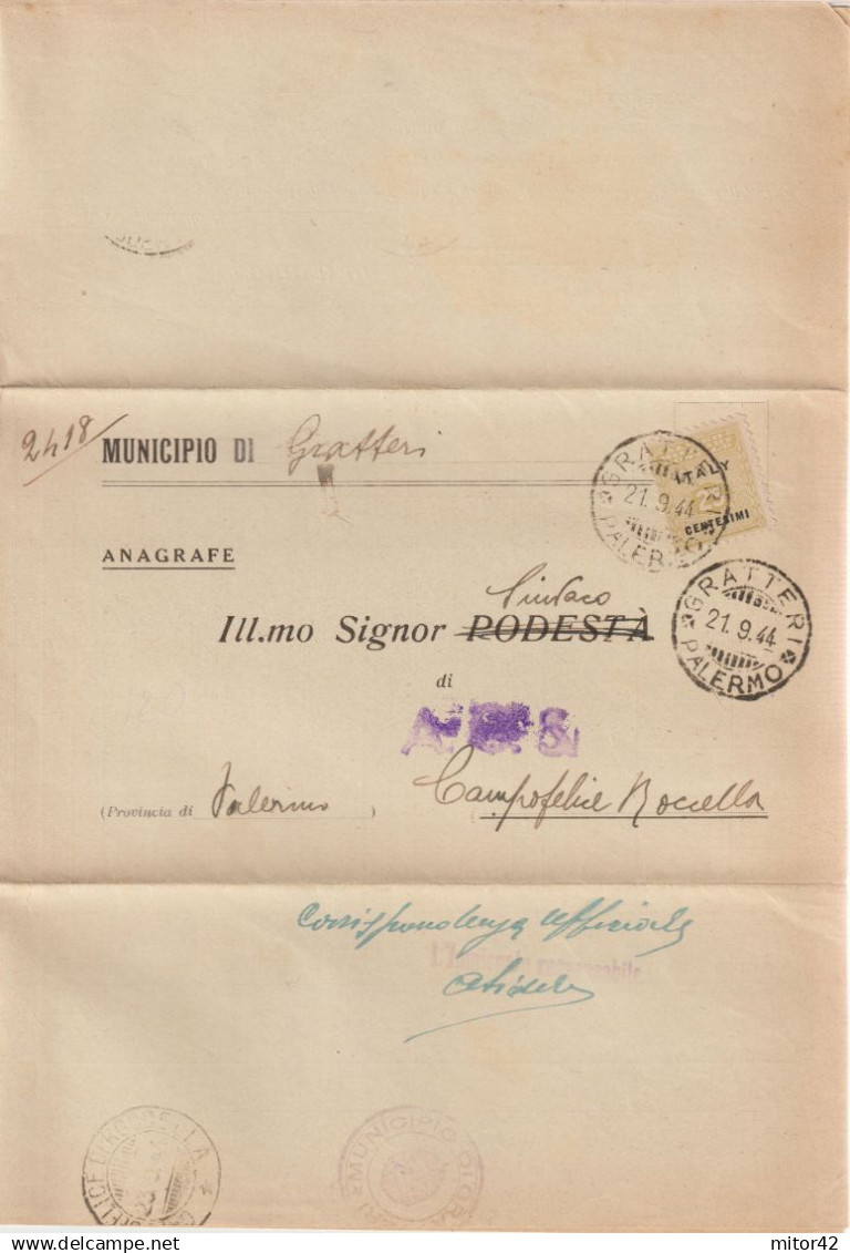 186-AMGOT-Occupazione Alleata Sicilia- 50c.+ 1L.da E Per Palermo - Anglo-american Occ.: Sicily