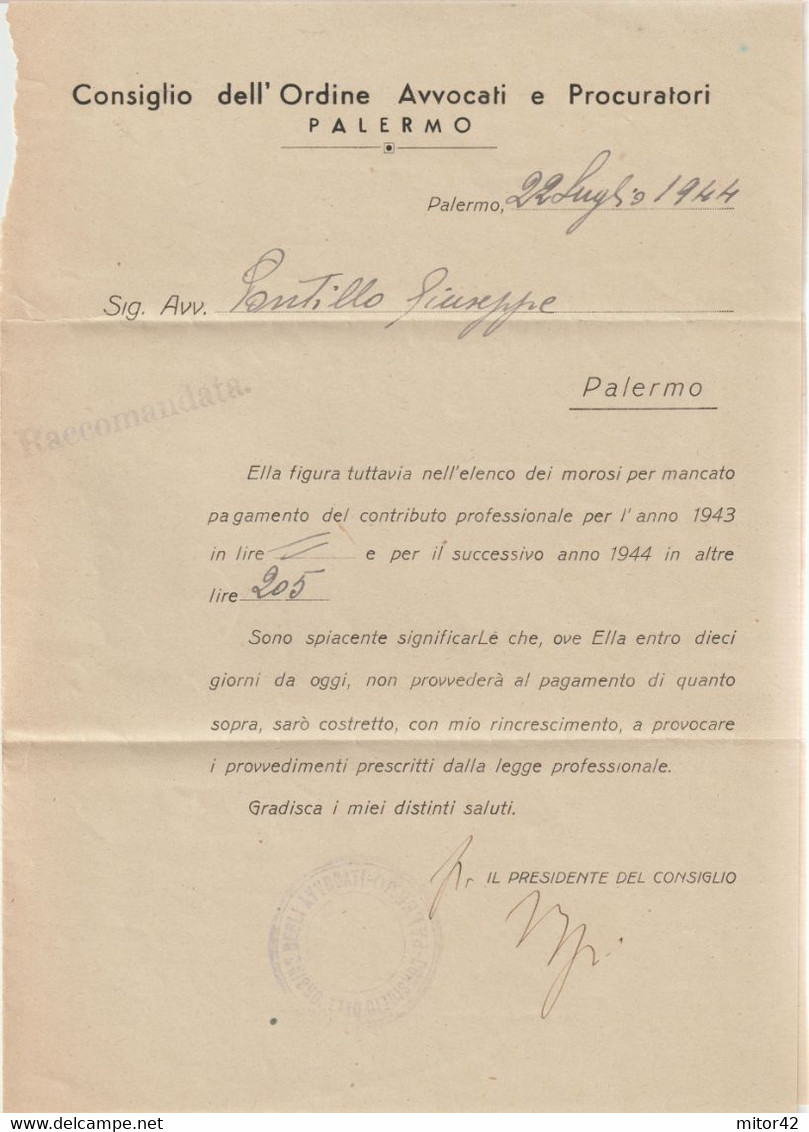 186-AMGOT-Occupazione Alleata Sicilia- 50c.+ 1L.da E Per Palermo - Anglo-Amerik. Bez.: Sicilë