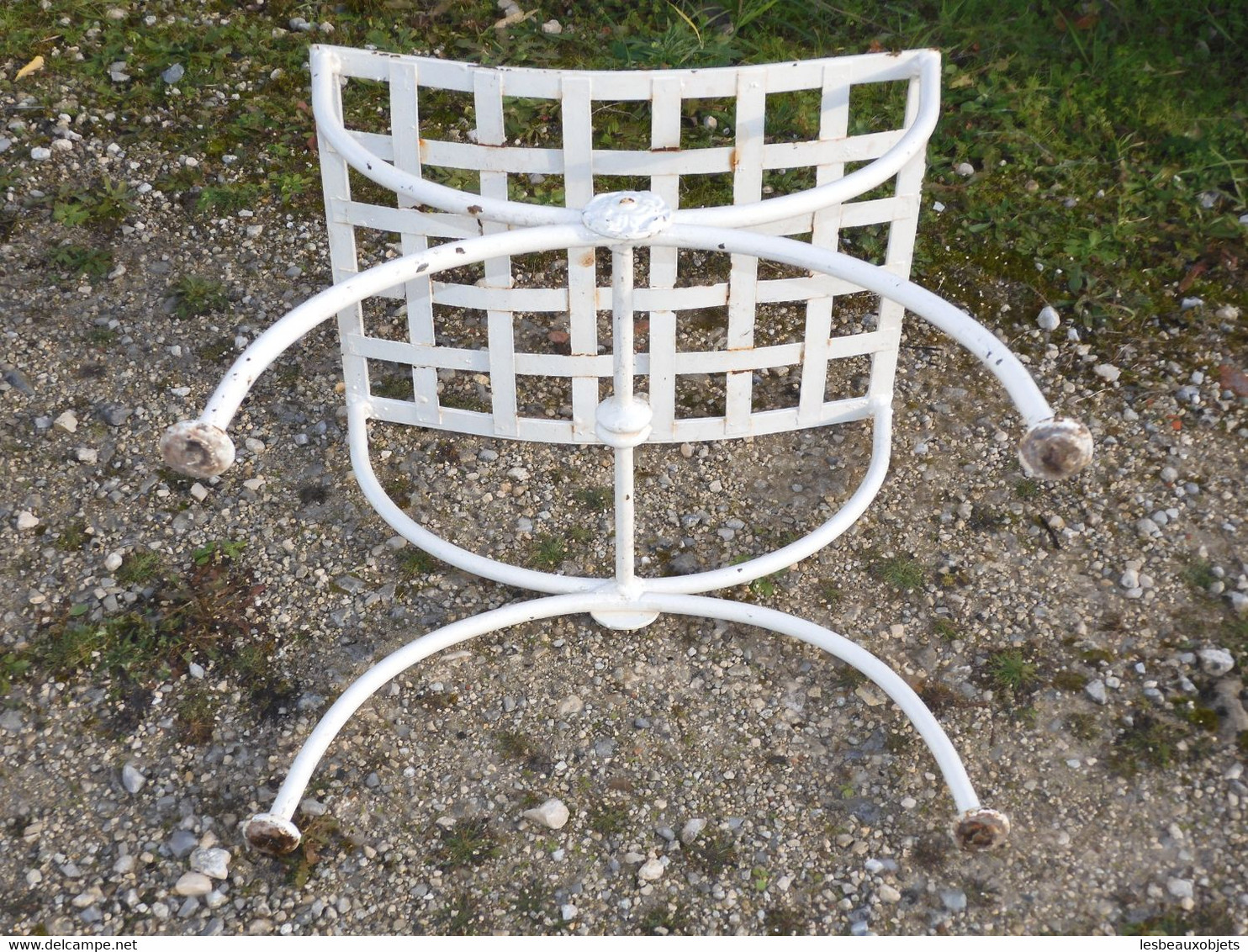 *ANCIEN FAUTEUIL SIEGE DAGOBERT FER Forgé Blanc déco JARDIN VERANDA  E