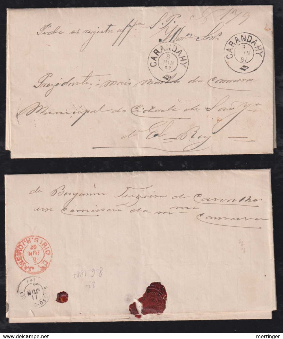 Brazil Brasil 1887 S.P. Official Cover CARANDAHY X SAO JOAO DEL REY Via RIO - Briefe U. Dokumente