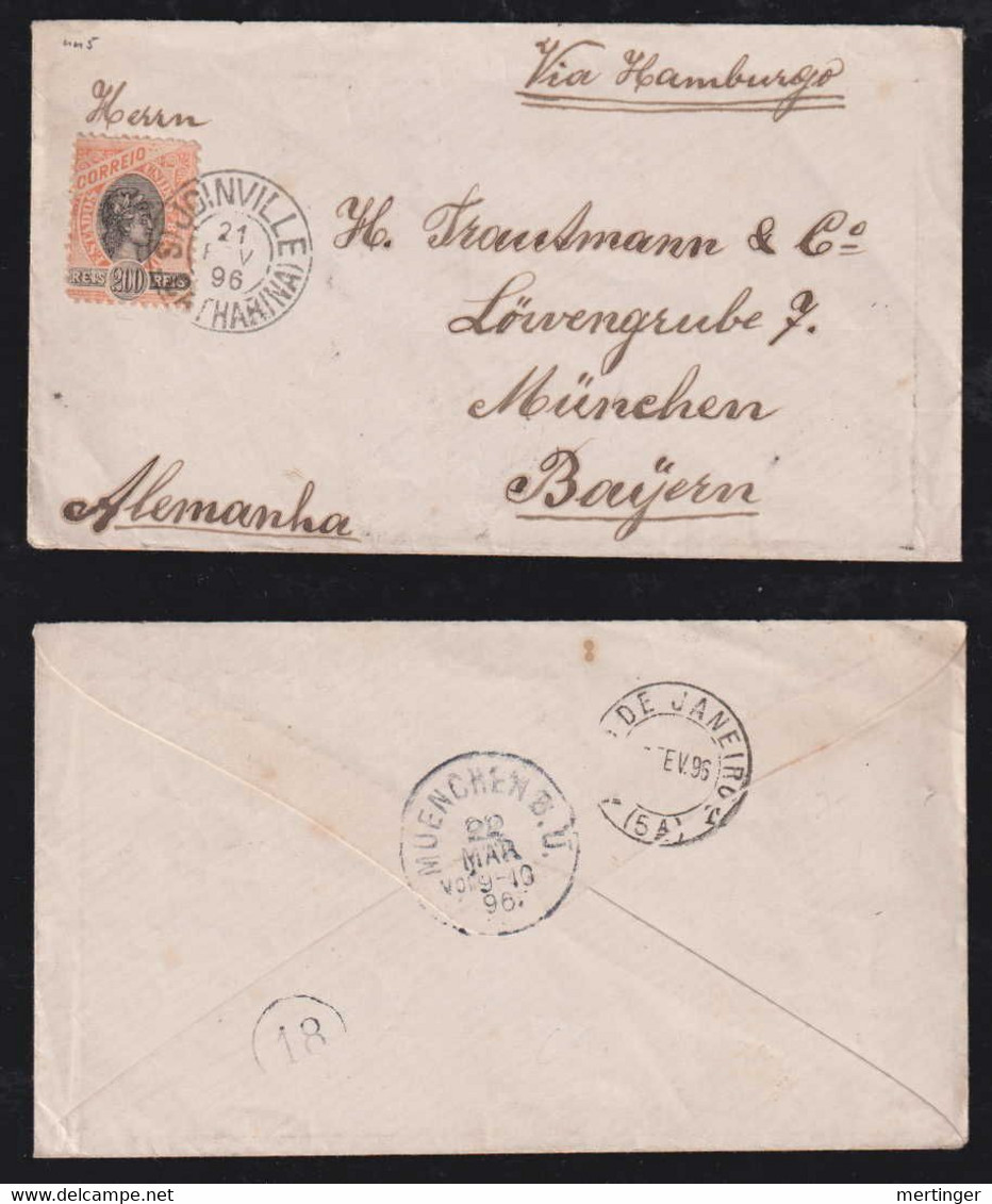 Brazil Brasil 1896 Cover 200R Madrugada JOINVILLE X MÜNCHEN Bavaria Germany - Covers & Documents