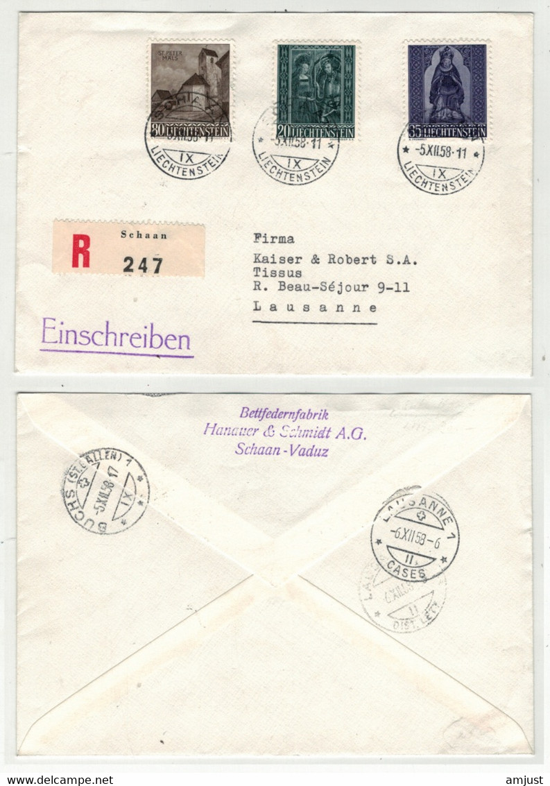 Liechtenstein // 1951-1960 // 1958 // Lettre Recommandée Pour Lausanne - Brieven En Documenten