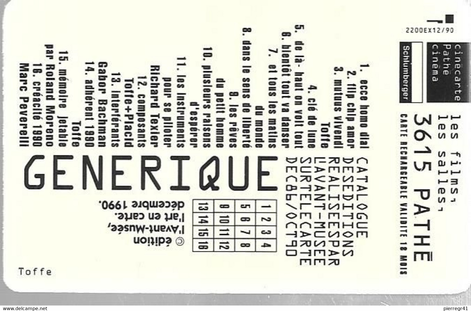 CARTE-FR- CINEMA-PATHE-SC6-Générique Avant Musée-Tirage 2200Ex-R°/V° Glacé-NEUVE-LUXE/RARE - Kinokarten