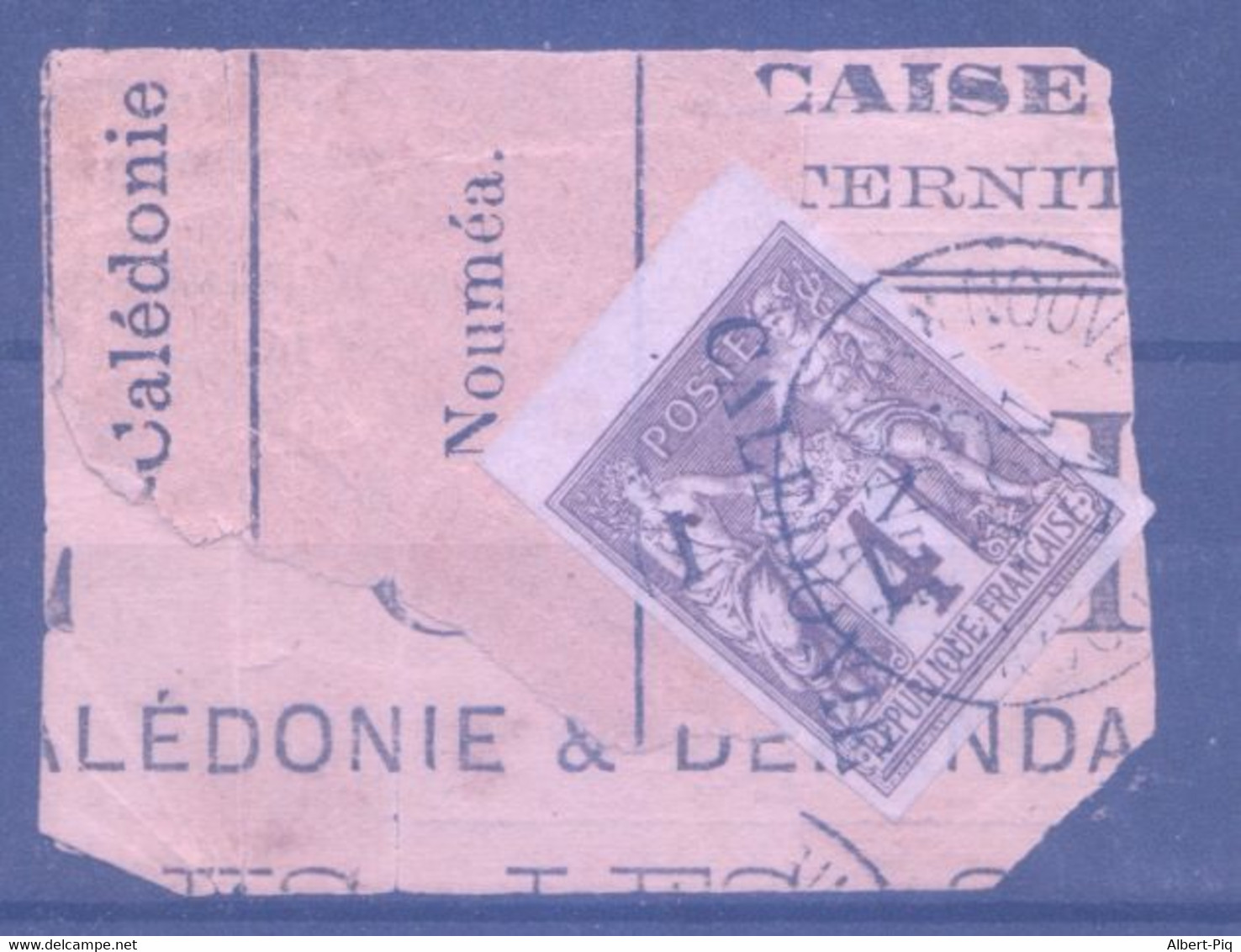 COLO. Nlle Calédonie, 4C Sage Colonial, Avec Surcharge De 1892, Ob. T à Date S/ Fragment D'imprimé Sous Bande, TTB - Andere & Zonder Classificatie
