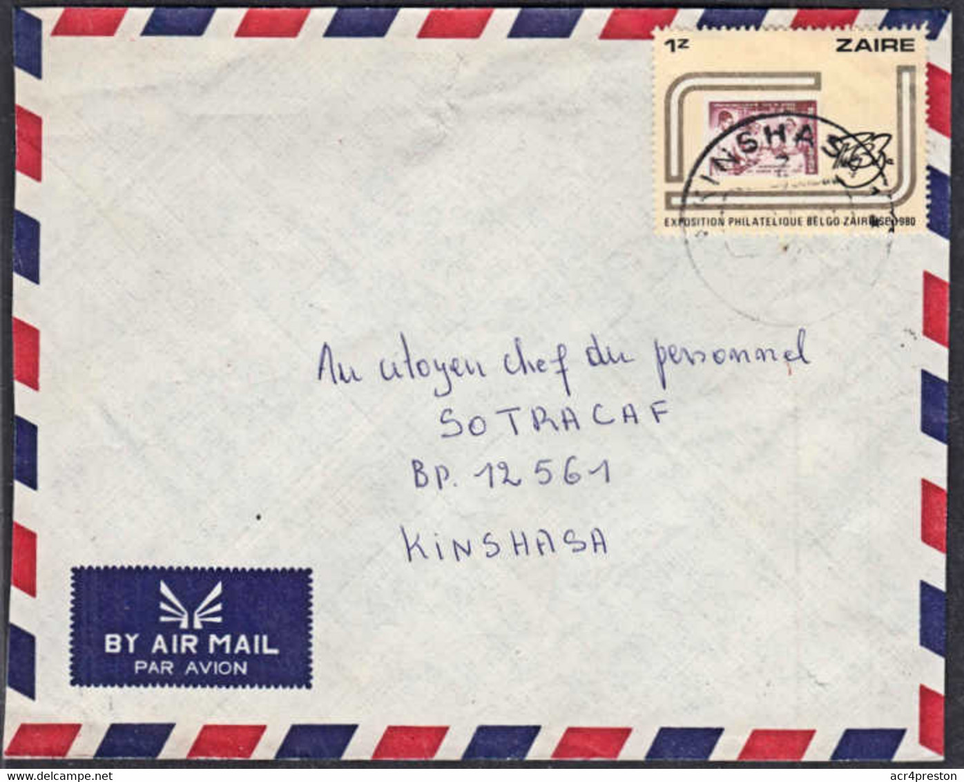 Ca0601 ZAIRE, Philbelza Stamp On Kinshasa Local Cover - Briefe U. Dokumente