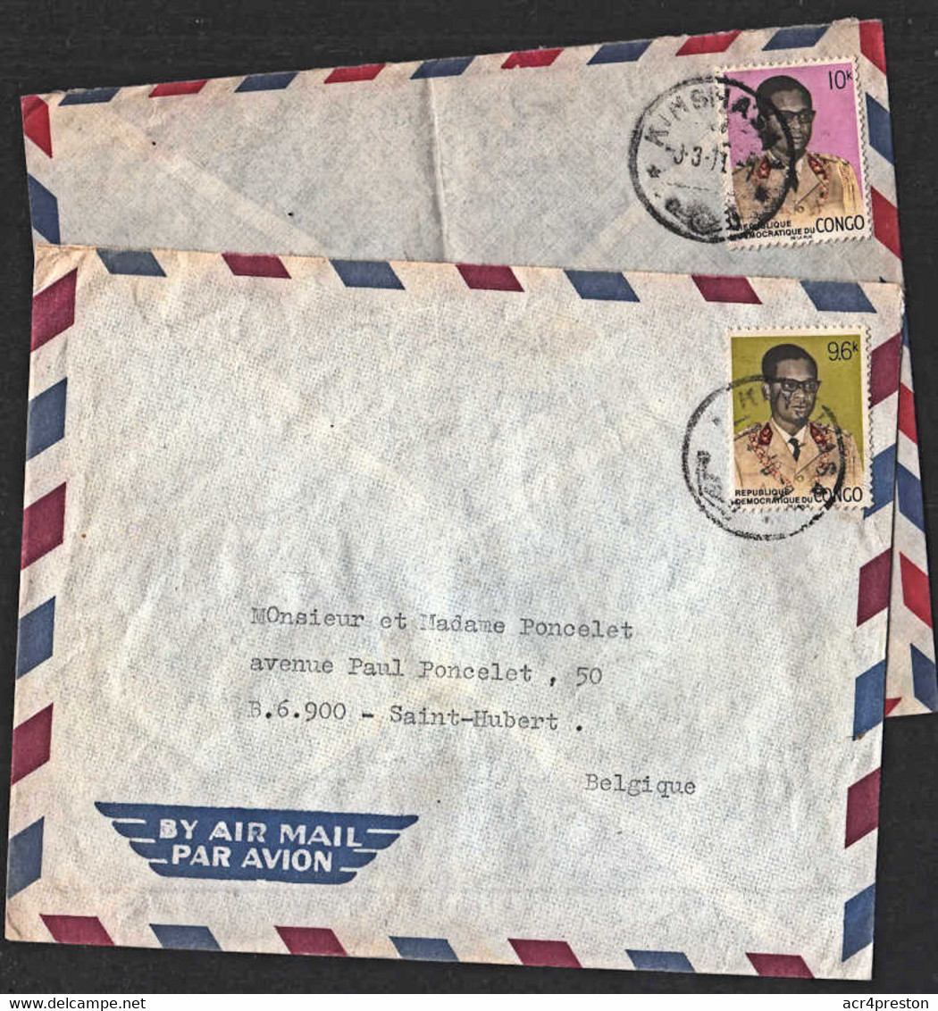 Ca0648  ZAIRE 1971, Mobutu Stamps On 2 Kinshasa Covers To Belgium - Storia Postale
