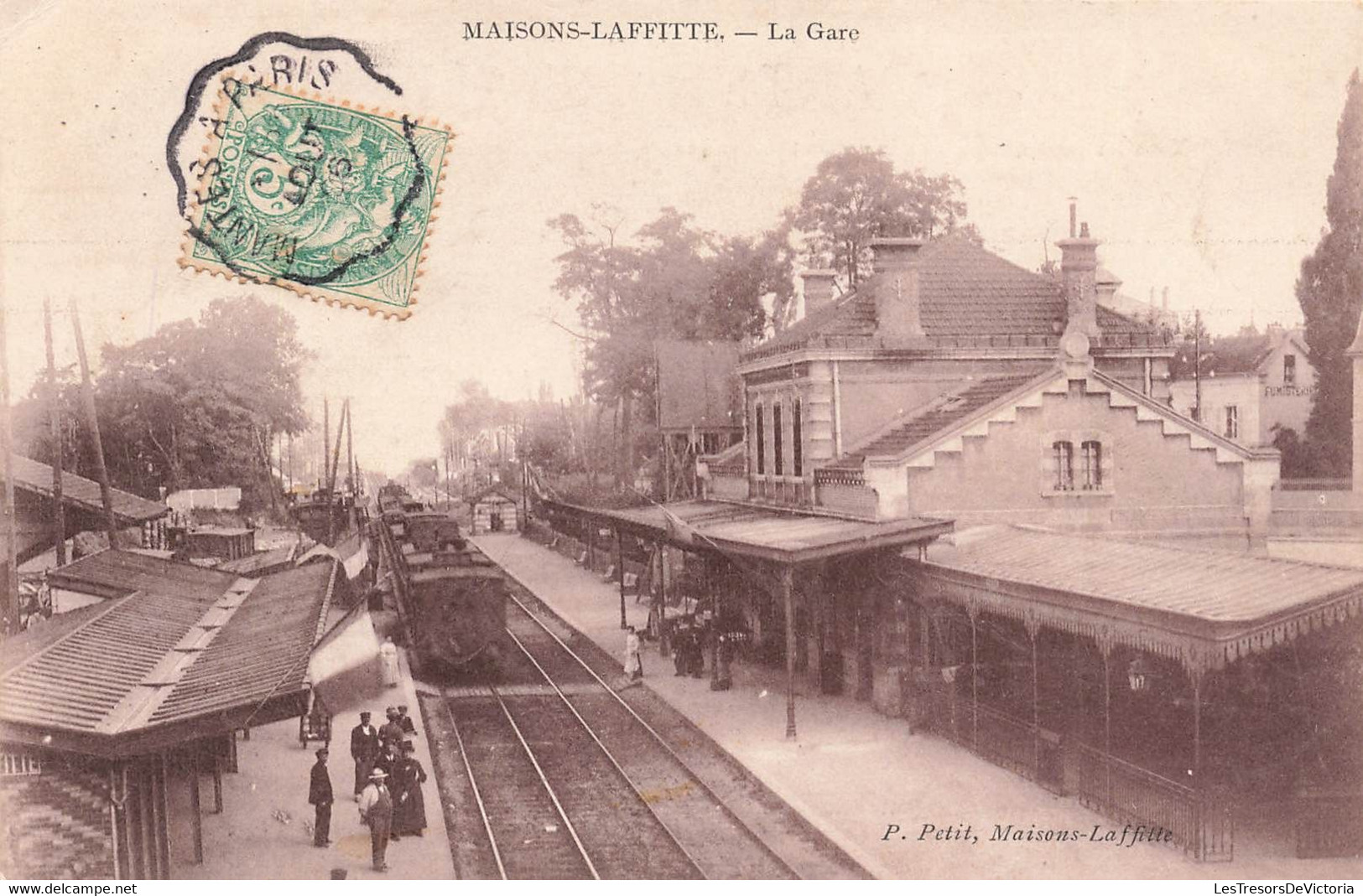 CPA Maisons Lafitte - La Gare - P Petit - Oblit Ambulant De Mantes à Paris - Train En Gare - Animé - Maisons-Laffitte