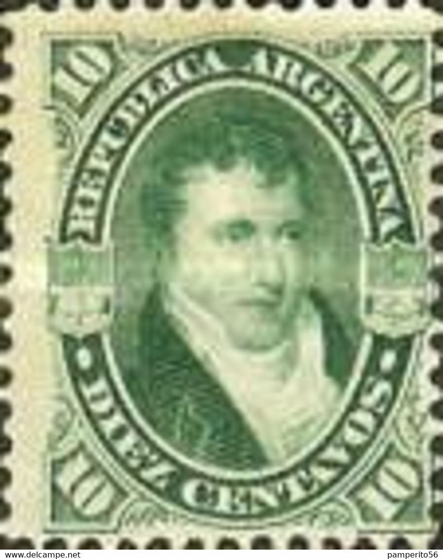 ARGENTINA - AÑO 1867 - General Manuel Belgrano 10c Verde - Serie Próceres - Oblitérés