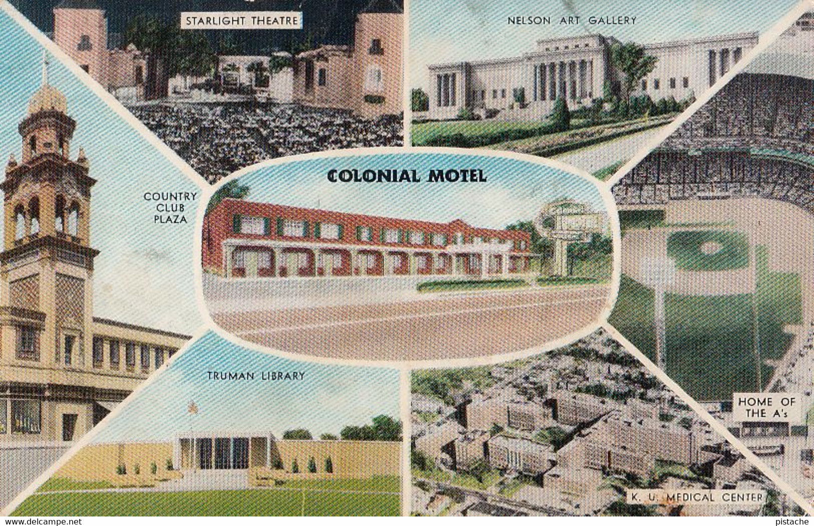 3111 - Kansas City Colonial Motel – Multiview – Theatre - Country Club - Art Gallery - Library - Condition: See 2 Scans - Kansas City – Kansas