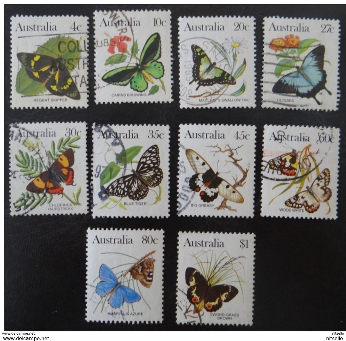 LOTE 1527   ///  (C175) Australie, Série Complète YT 825/834 Oblitérée , Papillons (1983)   //   CATALOG/COTE: 6,50€ - Gebraucht