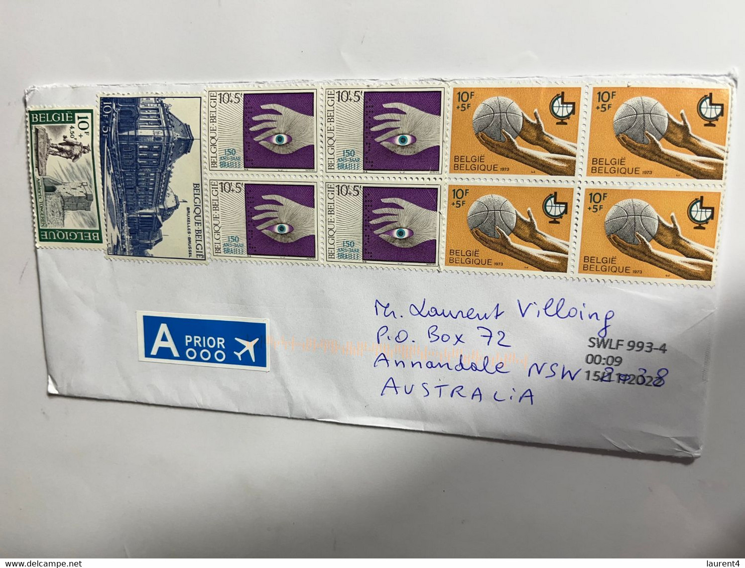 (1 N 44) Letter Posted From BELGIUM To Australia (during COVID-19 Pandemic) 10 Olders Stamp Used As Postage... - Covers & Documents