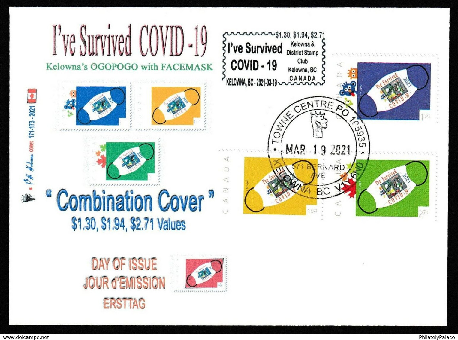 CANADA 2021 I've Survived -19 Pandemic, Vaccine ,COVID-19 ,Coronavirus, Vaccination ,Doctor, Virus Cover  (**) - Cartas & Documentos