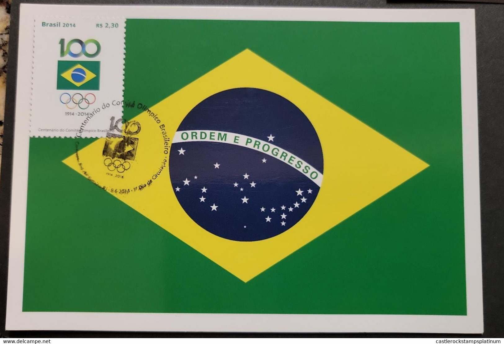 O) 2014 BRAZIL, CENTENARY OF THE BRAZILIAN OLYMPIC COMMITTEE, MAXIMUM CARD - Maximumkaarten