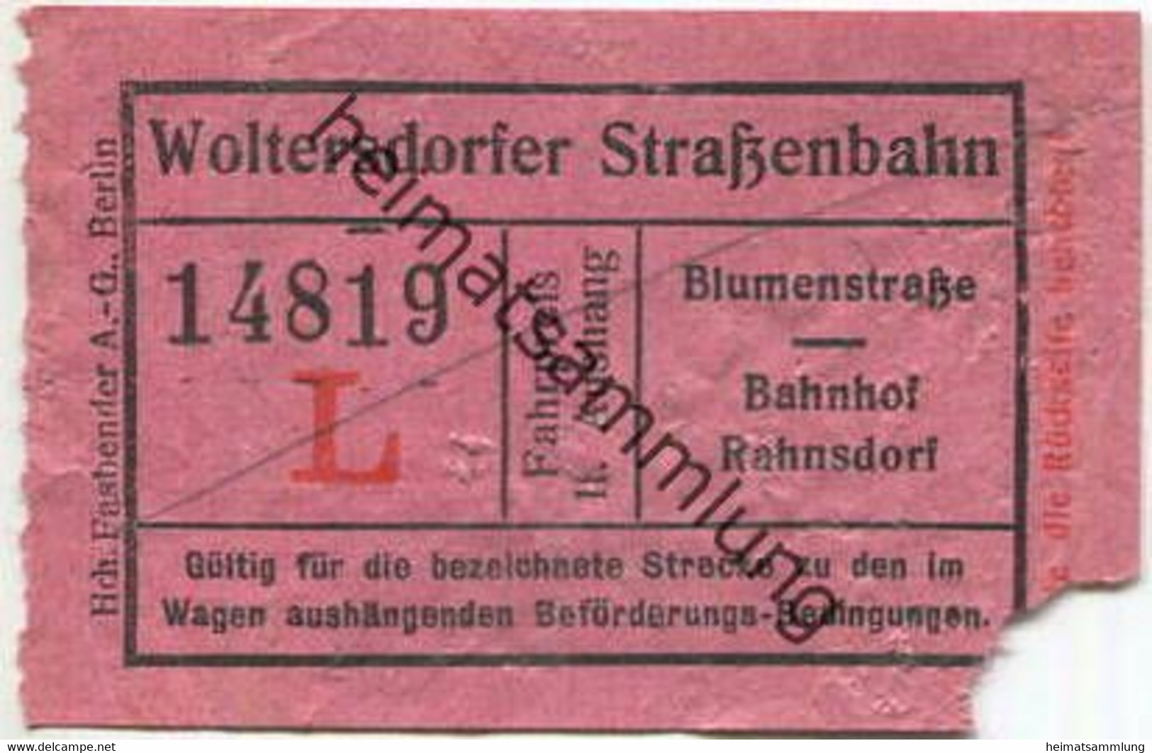 Deutschland - Woltersdorf - Woltersdorfer Strassenbahn - Fahrschein Blumenstrasse Bahnhof Rahnsdorf - Rückseitig Werbung - Europe