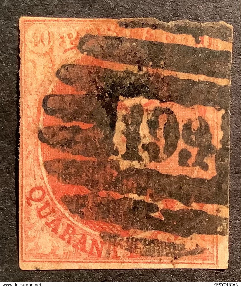 P 199 AUVELAIS RARE Sur 40c Medaillon 1858-61 Sans Filigrane Belgique Yvert 12  (Belgium Numeral Postmark Namur Province - 1858-1862 Médaillons (9/12)