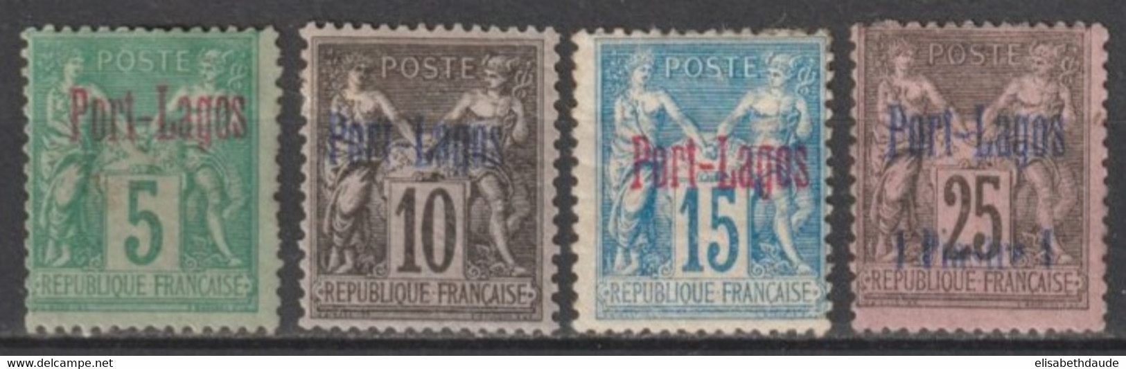 PORT LAGOS - 1893 - YVERT N° 1/4 * MH CHARNIERE ASSEZ FORTE - COTE = 335 EUR. - Neufs
