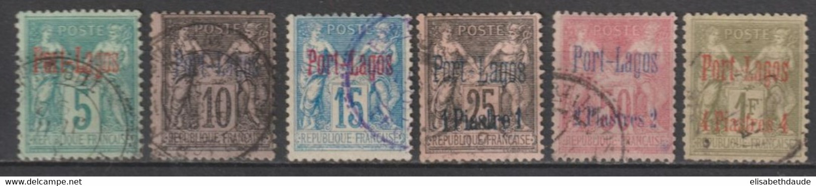 PORT LAGOS - 1893 - SERIE COMPLETE YVERT N° 1/6 OBLITERES - COTE = 500 EUR. - Usados