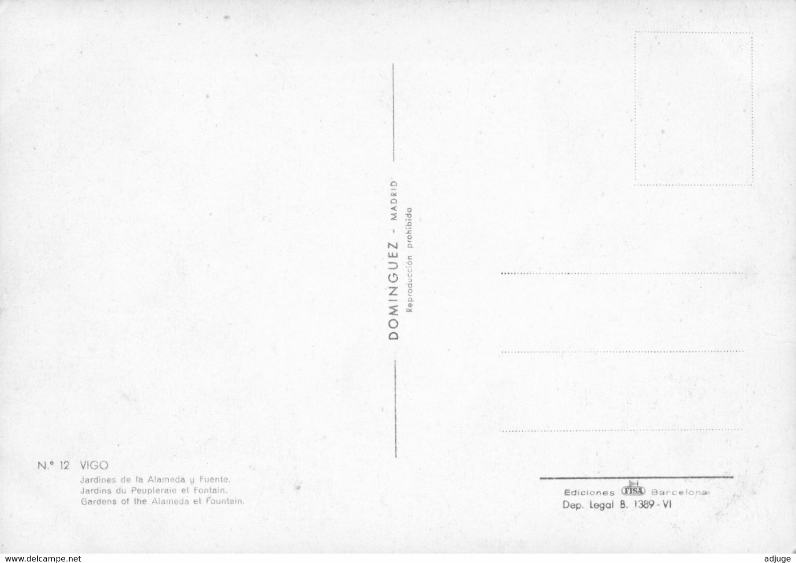 Carte Philatélique Espagne - VIGO - Jardines De La Alameda _ Oblitération VIGO 1962 *2scan_ - Pontevedra