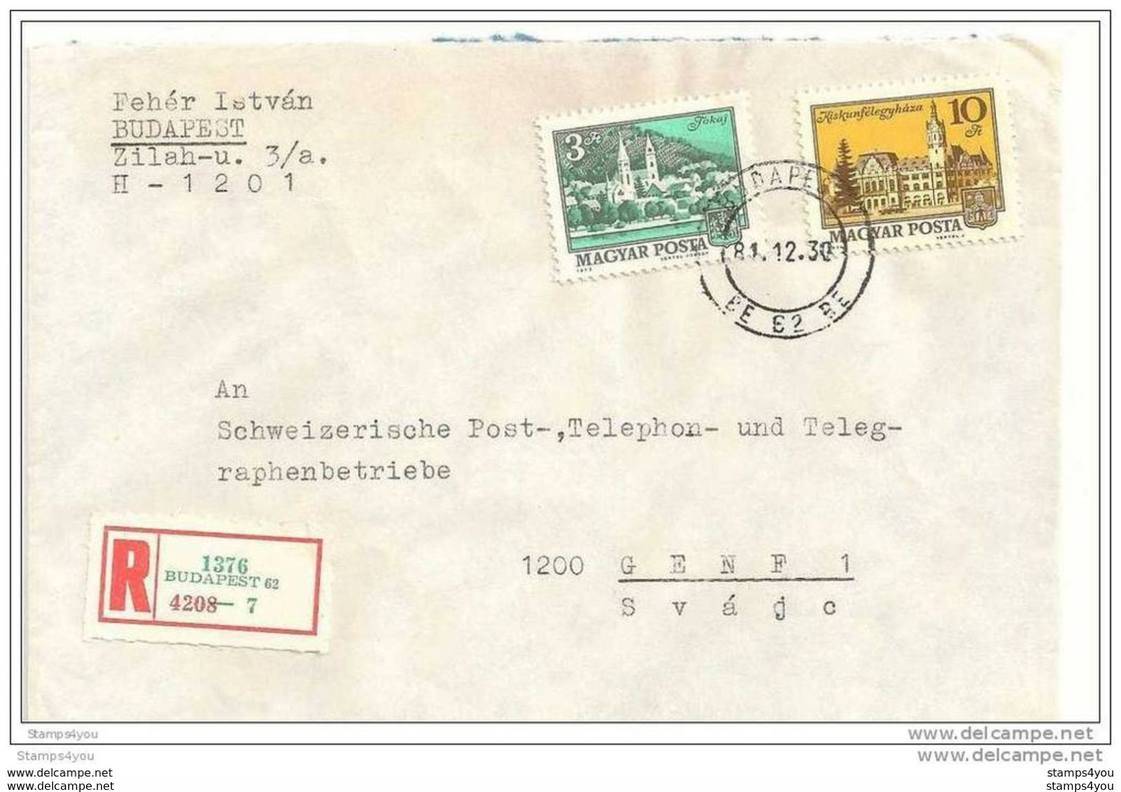 226 - 69 - Lettre Recommandée Envoyée De Budapest En Suisse 1981 - Covers & Documents