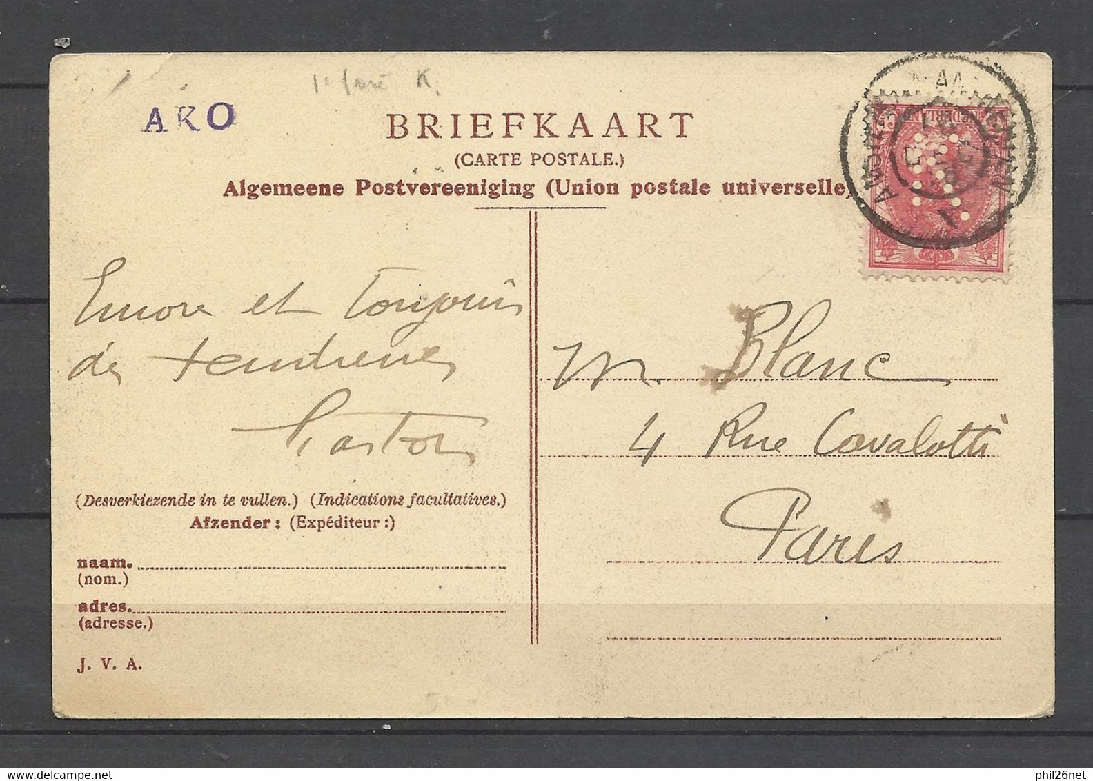 CPA UPU  Briefkaart Amsterdam Koningsplein Très Animée Le N° 51 Perforé K "AkO"  16/12/1916  B/TB Voir Scans Soldé ! ! ! - Amsterdam