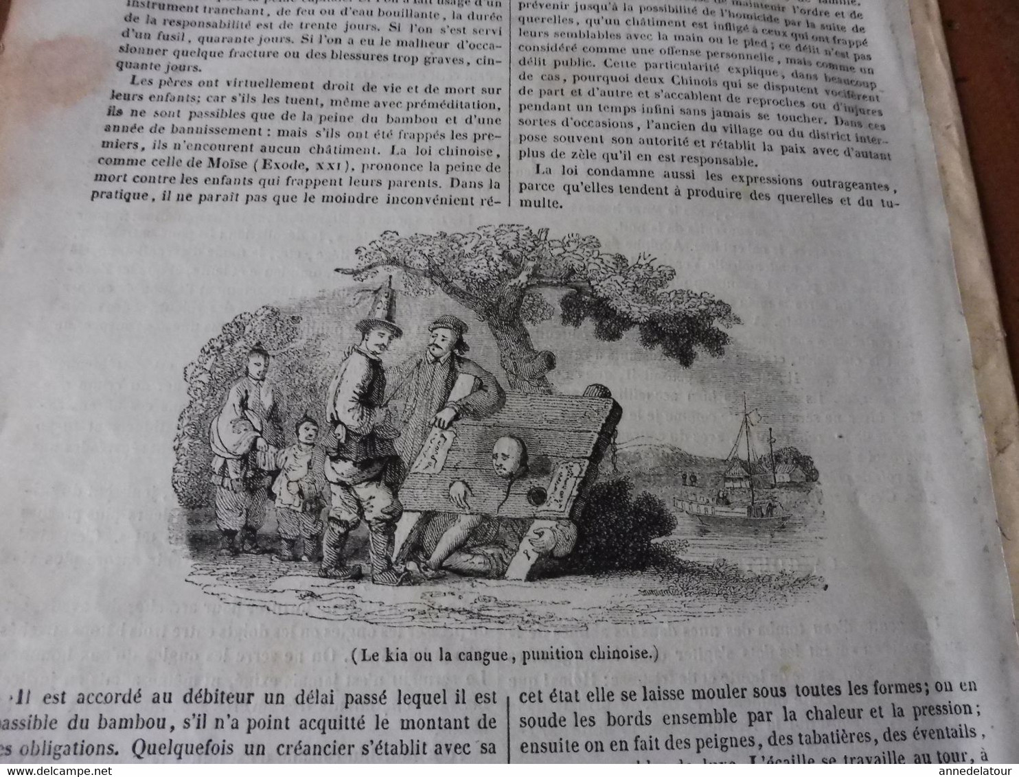 Année 1839:Gravure (scottish shepherd); Industrie de la plume ; Fort de Barbaste près Nérac; Les punitions en Chine; etc