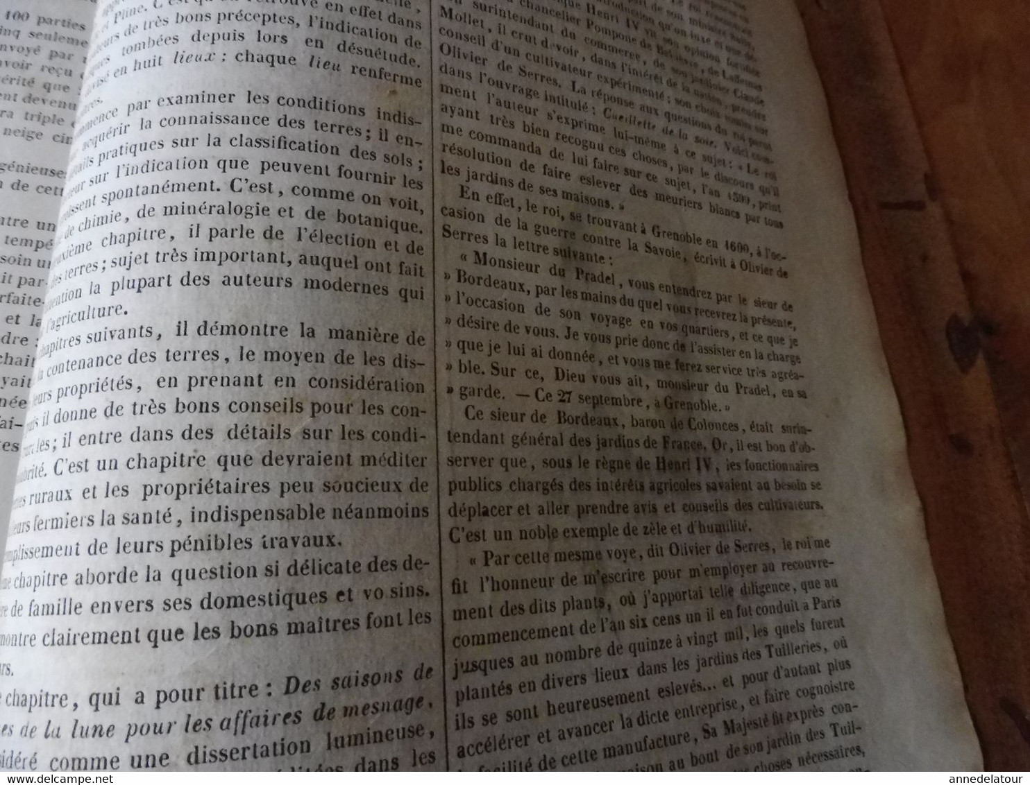 Année 1839: Cordoue ,Espagne; Influence de la Lune sur le temps; Niel Klim et le roi des arbres; Olivier de Serres; etc