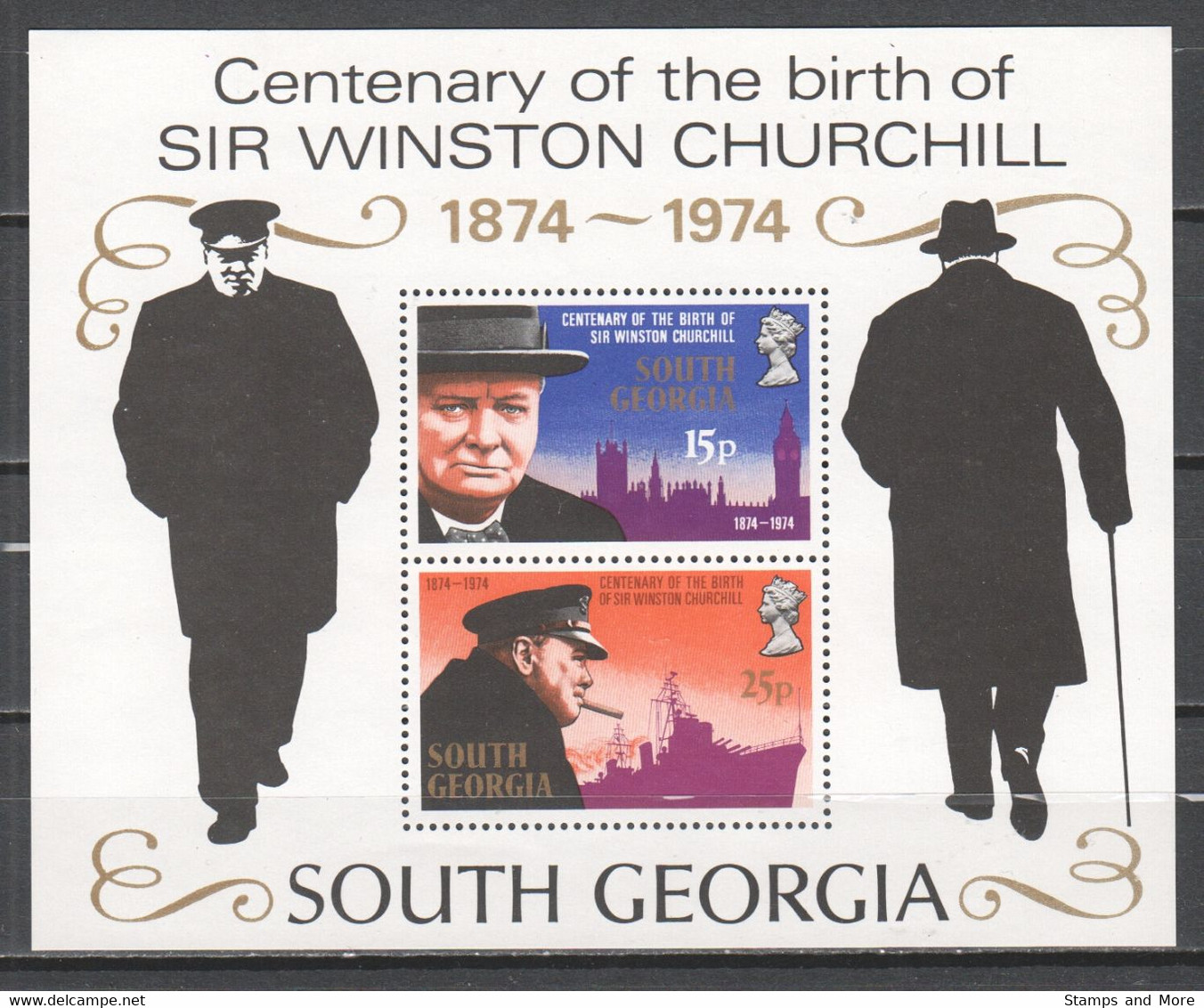 South Georgia 1974 Mi Block 1 MNH WINSTON CHURCHILL - Sir Winston Churchill