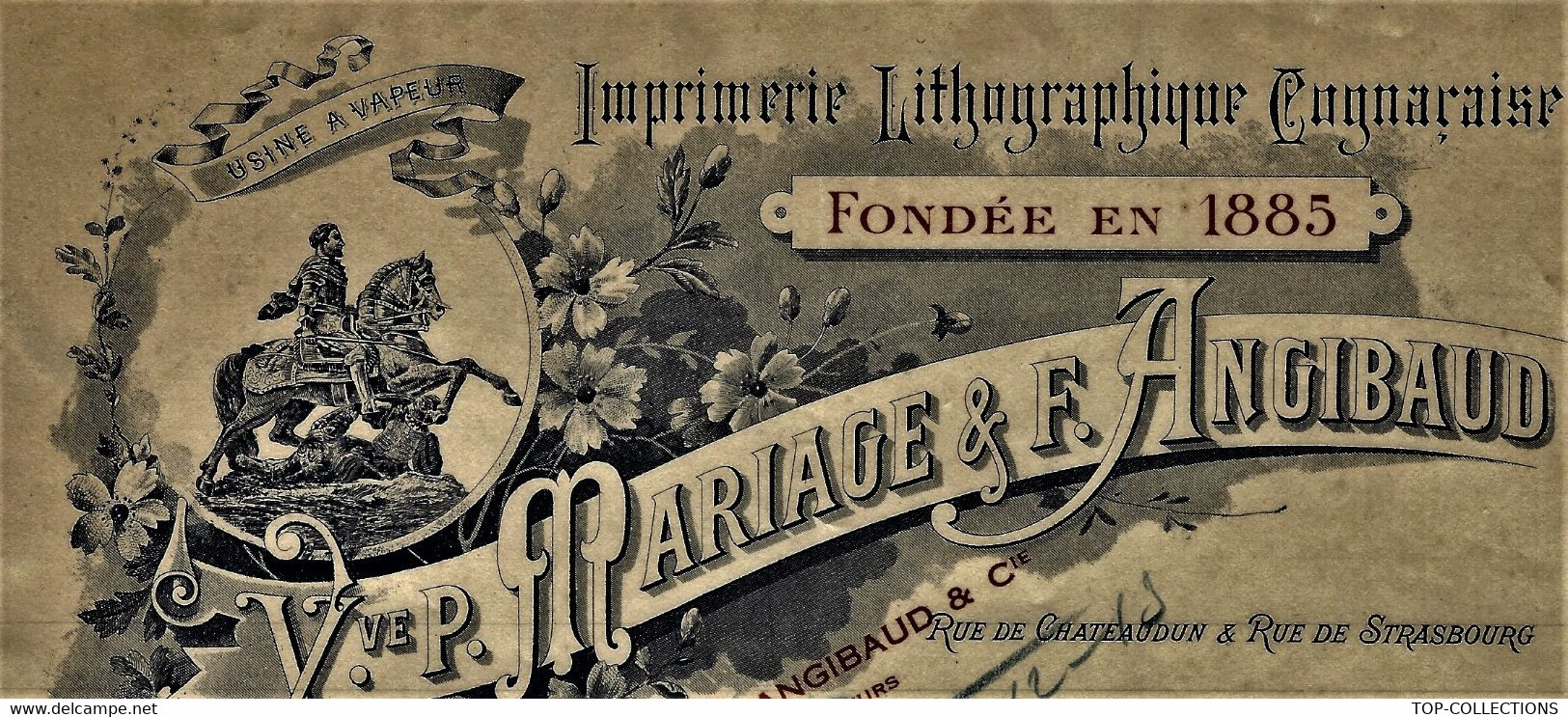 1913 SUPERBE ENTETE IMPRIMERIE LITHOGRAPHIQUE Mariage & Angibaud Cognac +> Boutelleau Barbezieux Charente B.E.V.COTATiON - 1900 – 1949