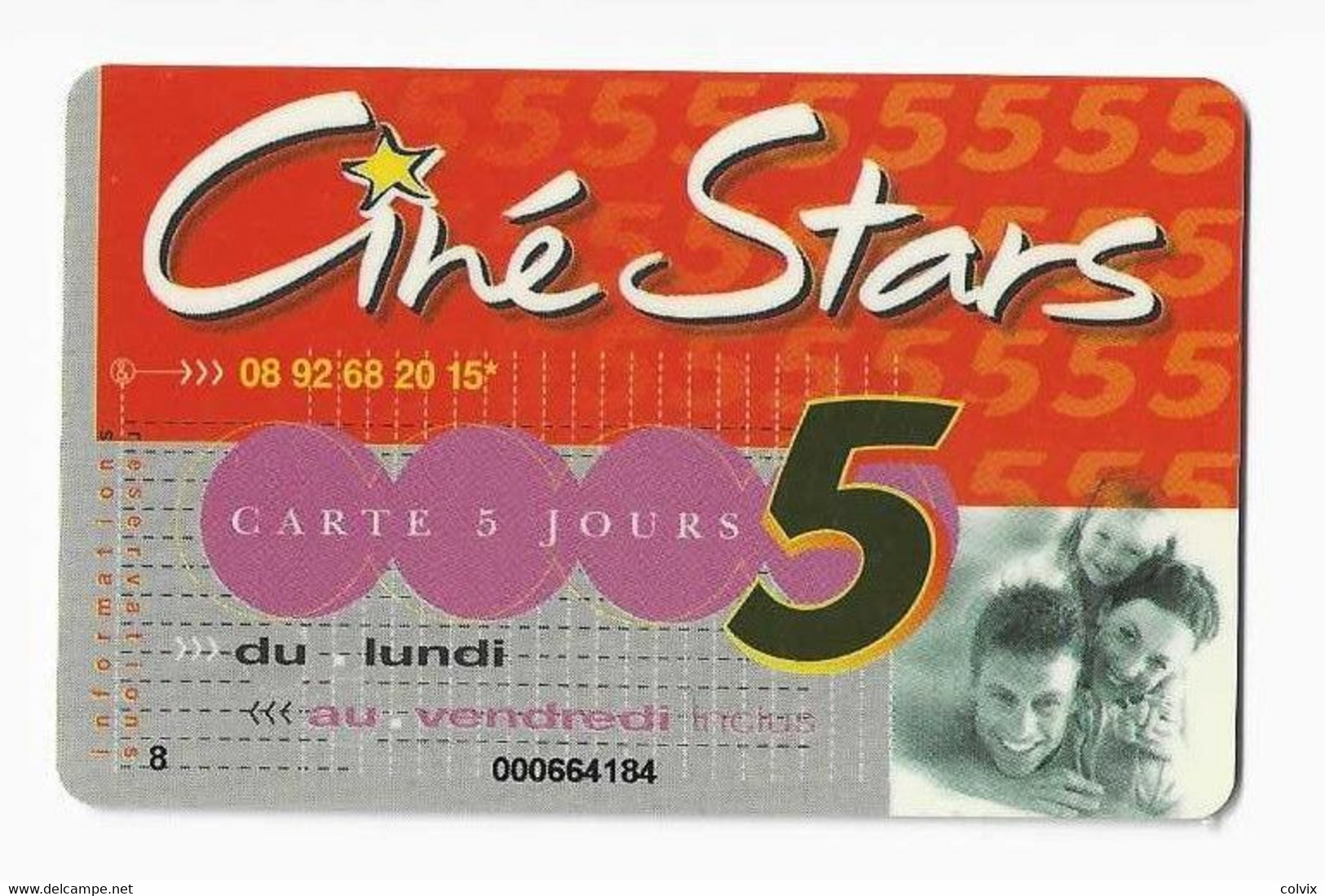 FRANCE CARTE CINEMA CINE STARS 5 JOURS - Bioscoopkaarten