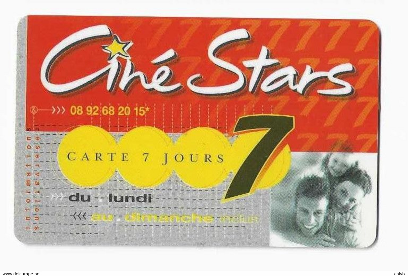 FRANCE CARTE CINEMA CINE STARS 7 JOURS - Entradas De Cine