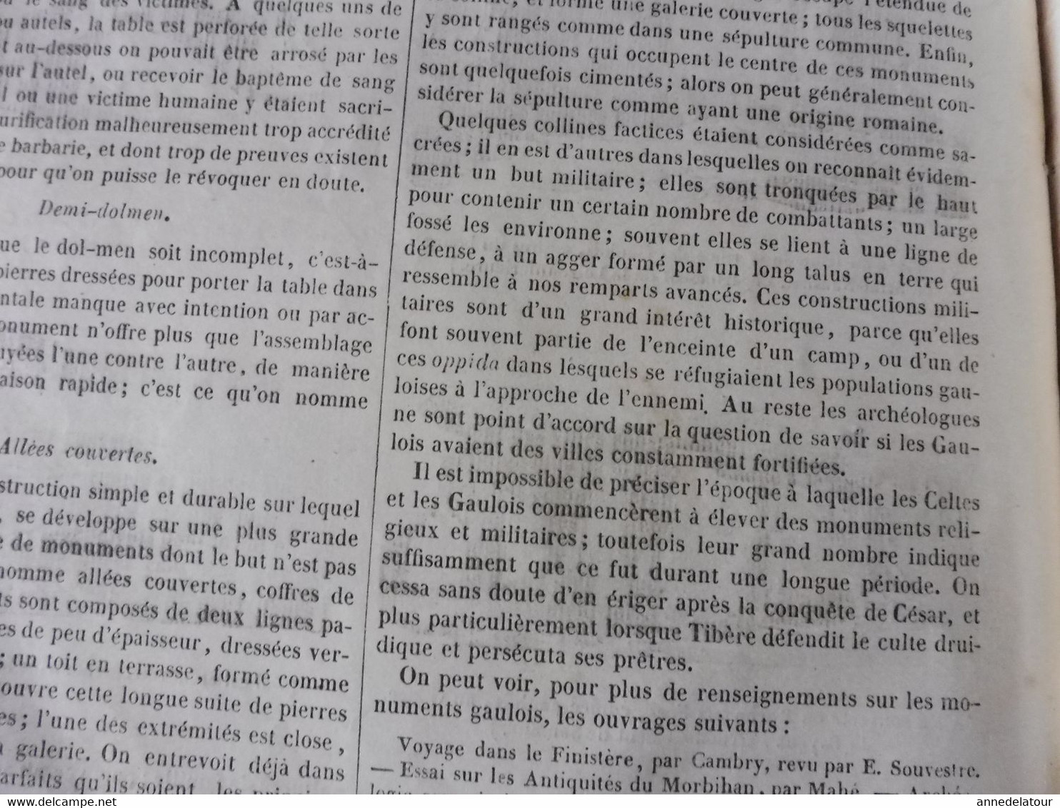 Année 1839:Gravure (Les bulles de savon);Monuments gaulois (Haute Borne,Crolech, Ardeven,Bayeux,etc ); Soucy (Sens); Etc