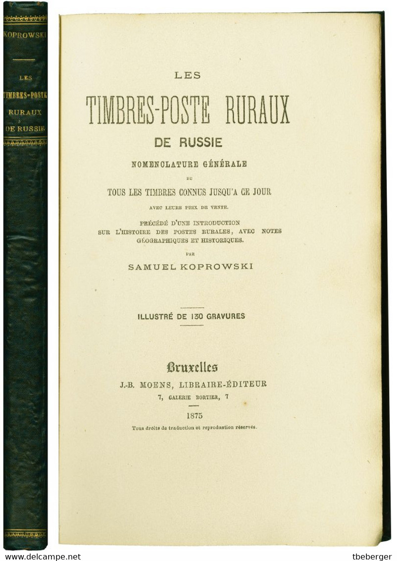 Russia Zemstvo Koprowski 1875 Les Timbres-Poste Ruraux De Russie 1875; First Book Dealing With Russian Stamps (1027) - Manuali