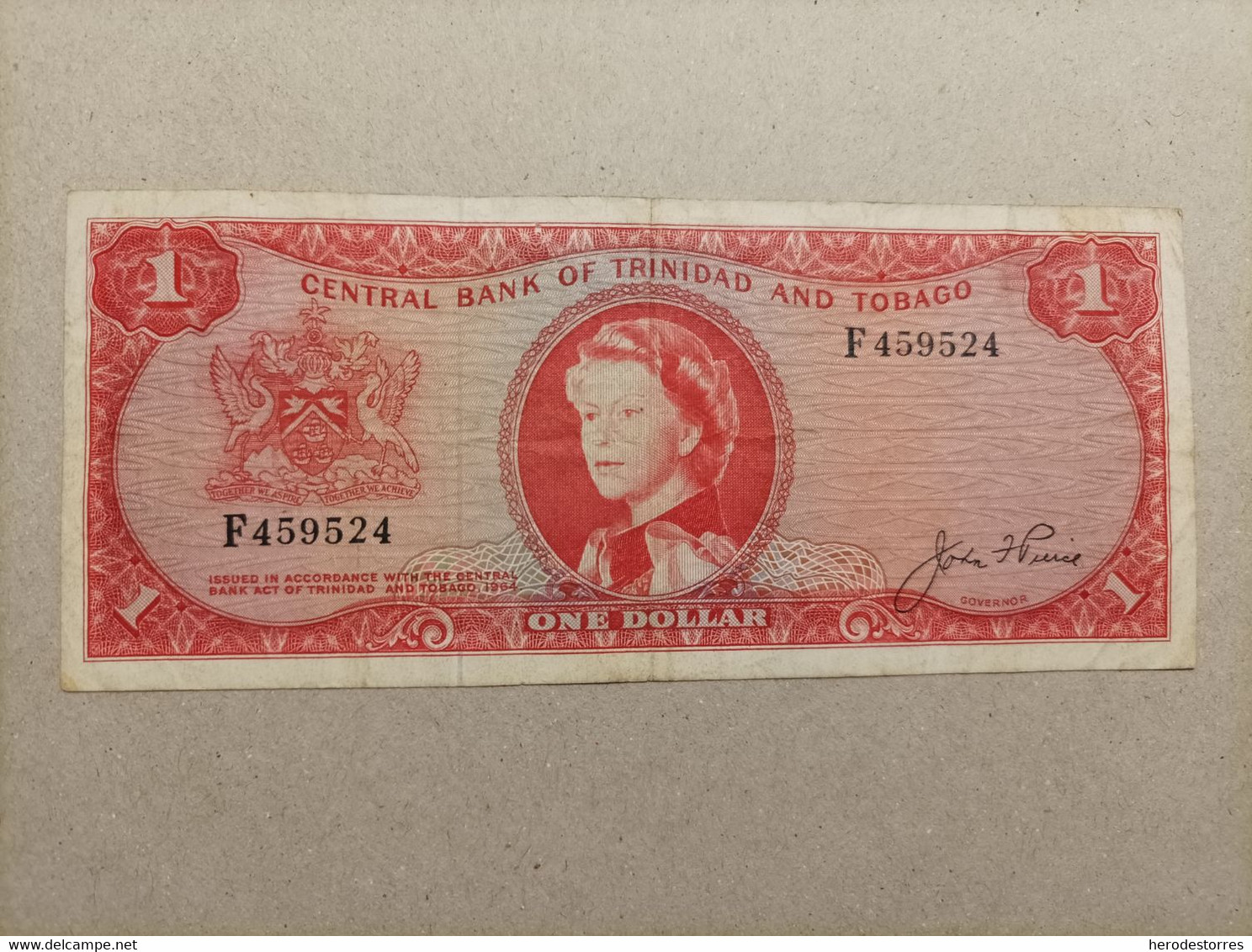 Billete De Trinidad Y Tobago De 1dolar, Año 1964 - Trinité & Tobago