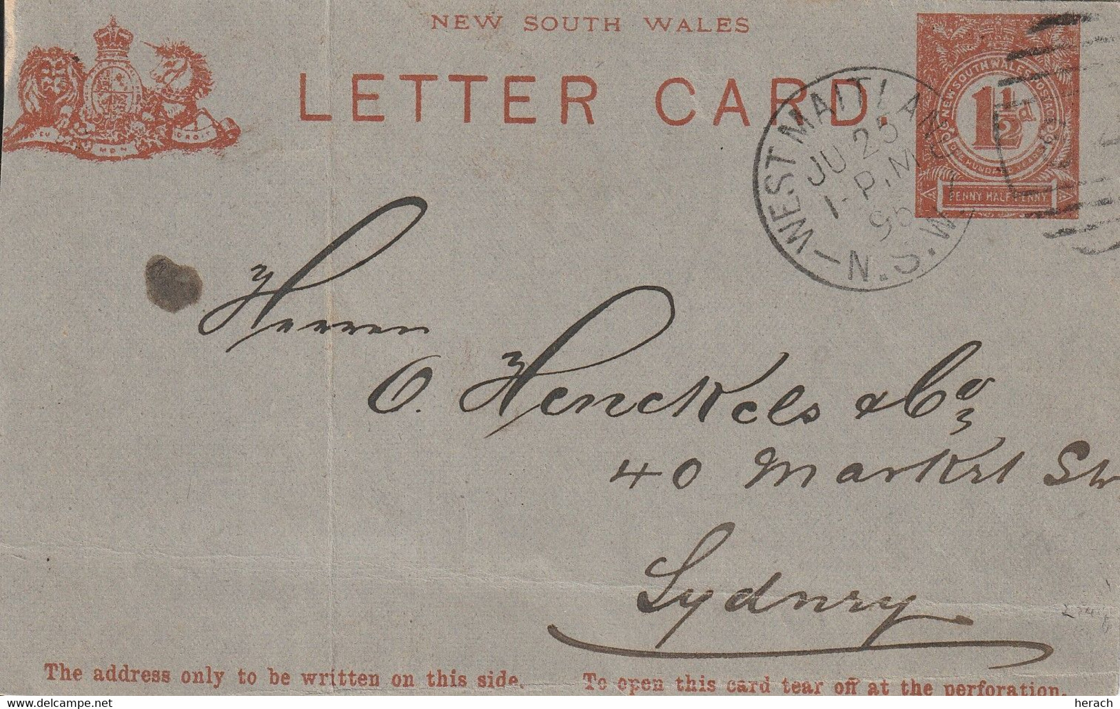 Nouvelle Galles Du Sud Entier Postal 1895 - Lettres & Documents