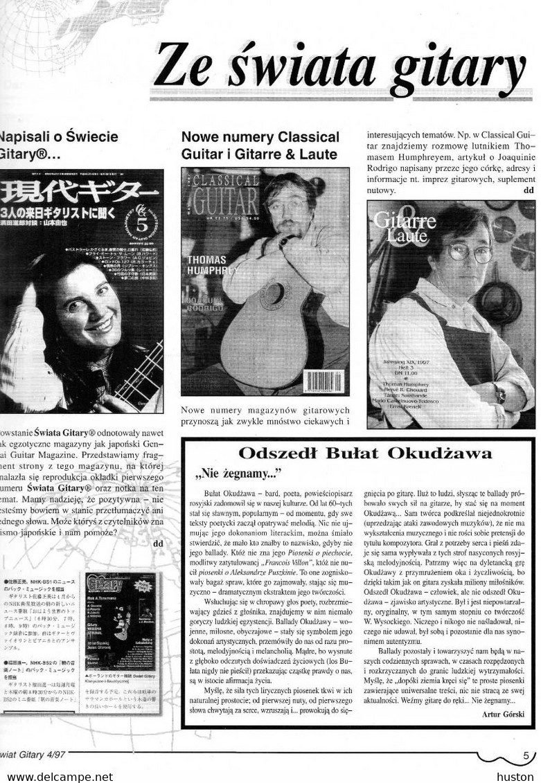 1997 - POLSKA - POLOGNE -  Ze S'wiata Gitary - Monde De La Guitare - Musique