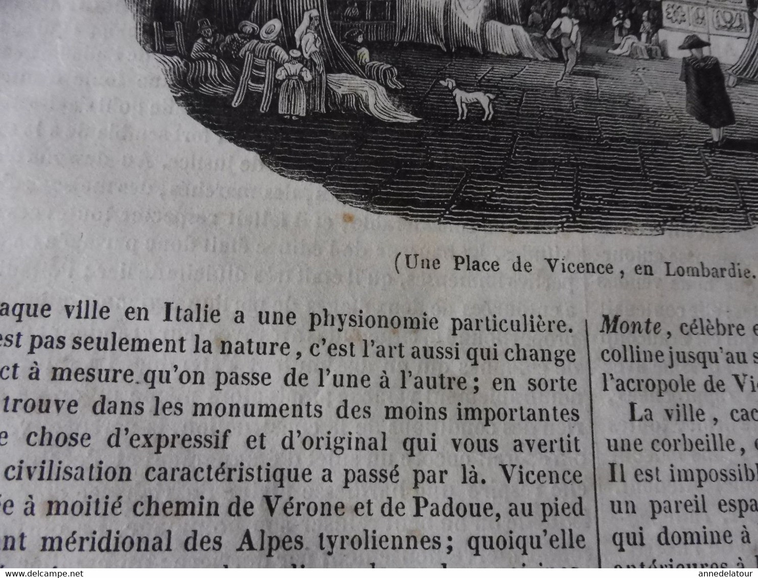 Année 1839: Une Place De Vicence En Italie; Tombeau De Sixte IV à St- Pierre De Rome; Intelligence Chez Les Animaux; Etc - 1800 - 1849