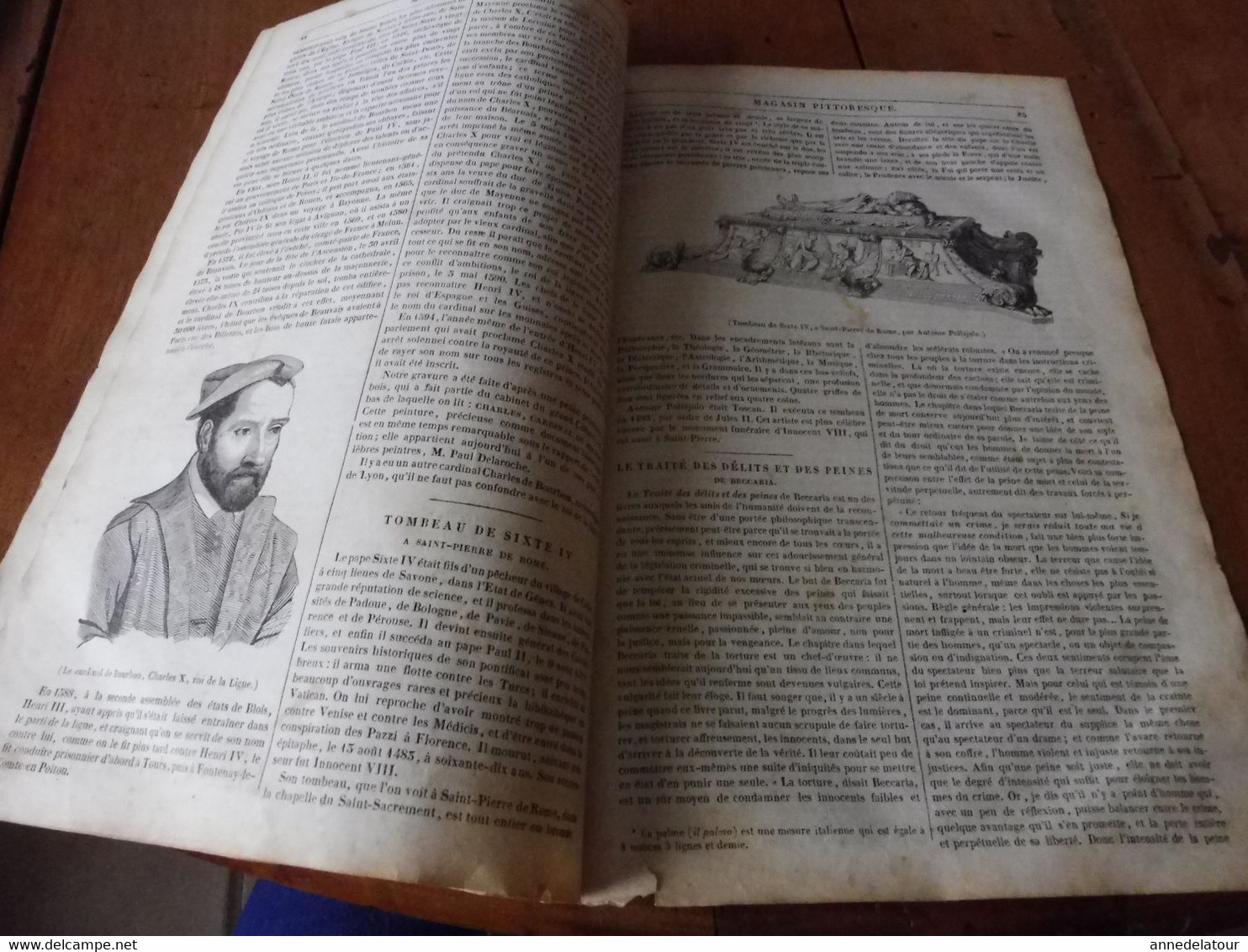 Année 1839: Une place de Vicence en Italie; Tombeau de Sixte IV à St- Pierre de Rome; Intelligence chez les animaux; Etc