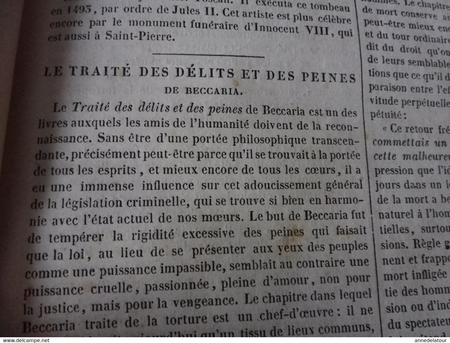 Année 1839: Une place de Vicence en Italie; Tombeau de Sixte IV à St- Pierre de Rome; Intelligence chez les animaux; Etc