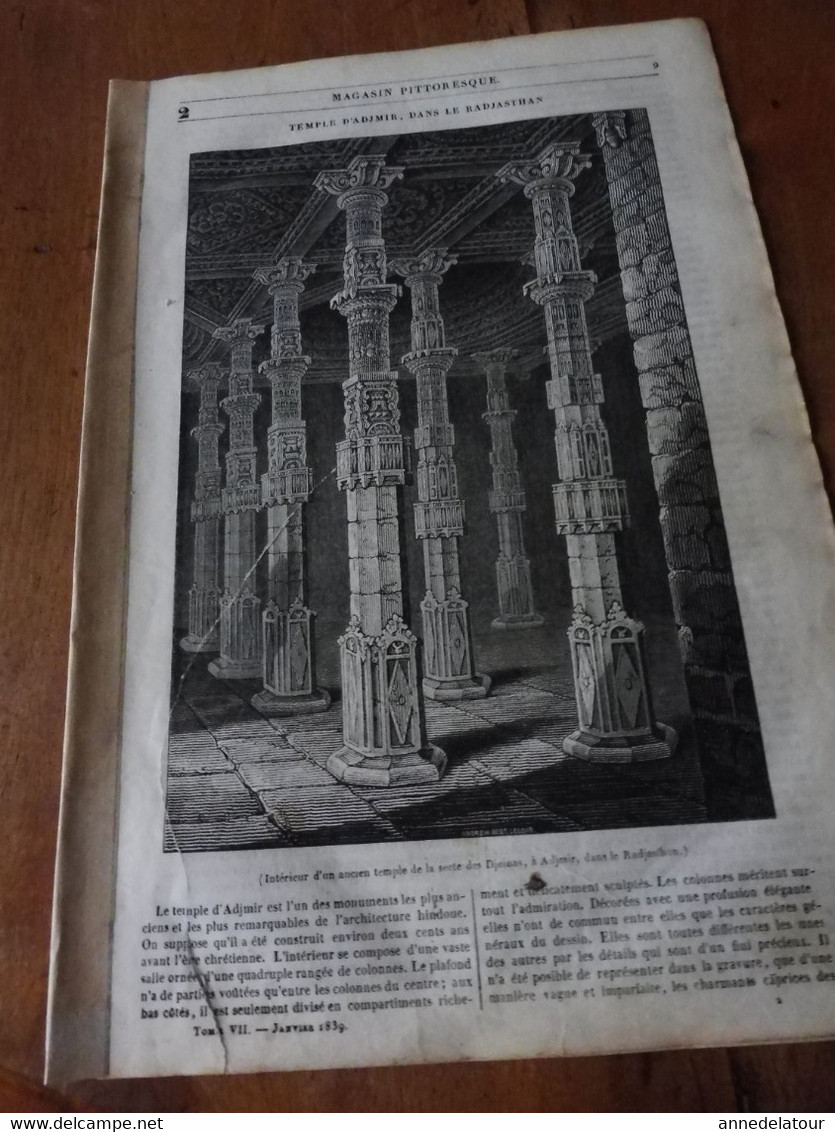 Année 1839: Hofwyl , Suisse ; Temple D' Adjmir (India); Kosaks ,Cosaques Du Don ; Notre Dame De Paris (bas-reliefs); Etc - 1800 - 1849