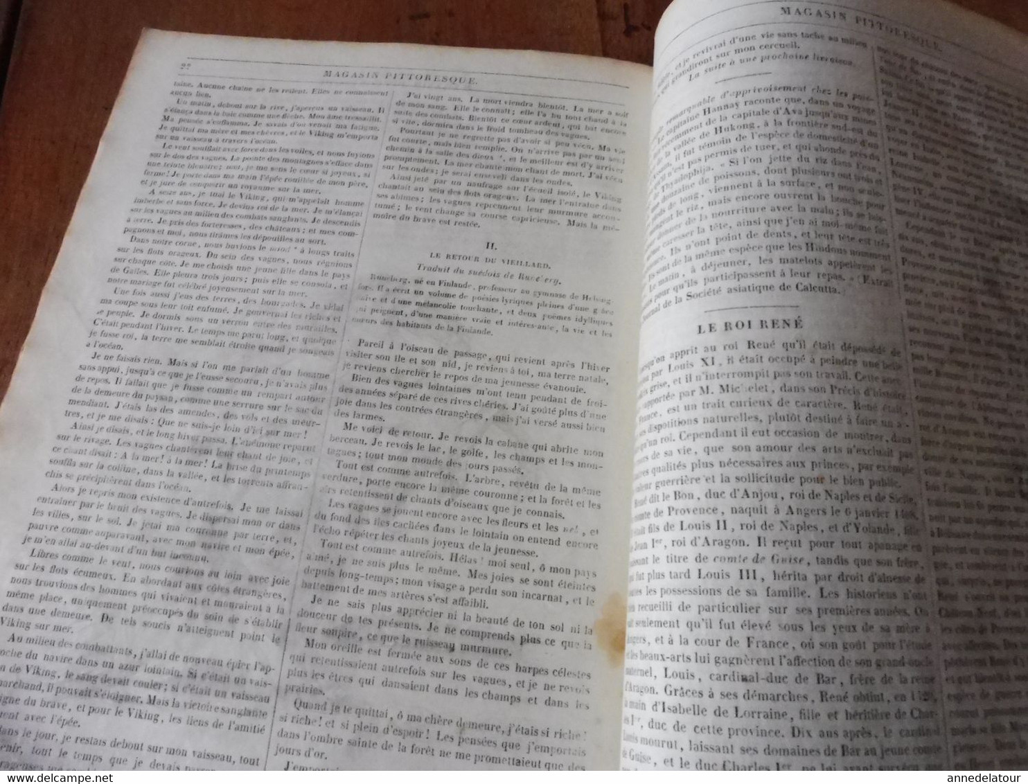 Année 1839: Lac Catherine (Ecosse);Histoire vraie de couleuvres avalées vivantes par un berger; Le roi René; Etc