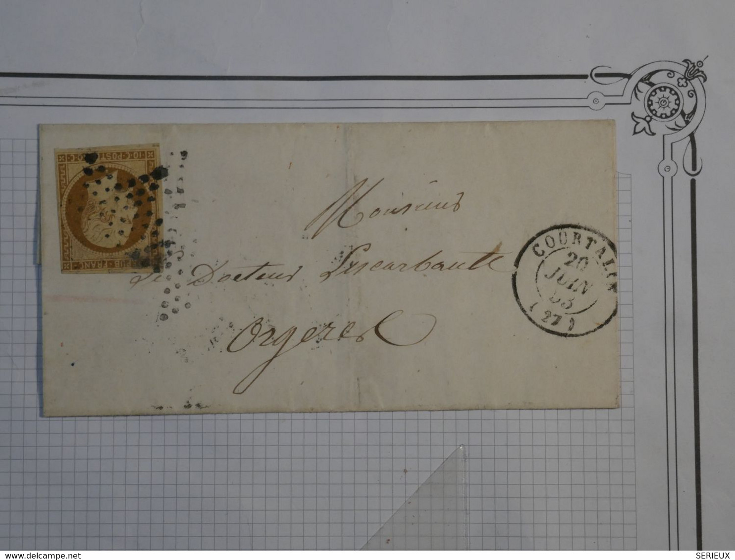 C FRANCE BELLE  LETTRE  RARE  20 JUIN 1853 COURTALON  A  ORGERES VIA CHARTRES   +NAPOLEON N°9 +AFF. INTERESSANT++ - 1852 Louis-Napoleon